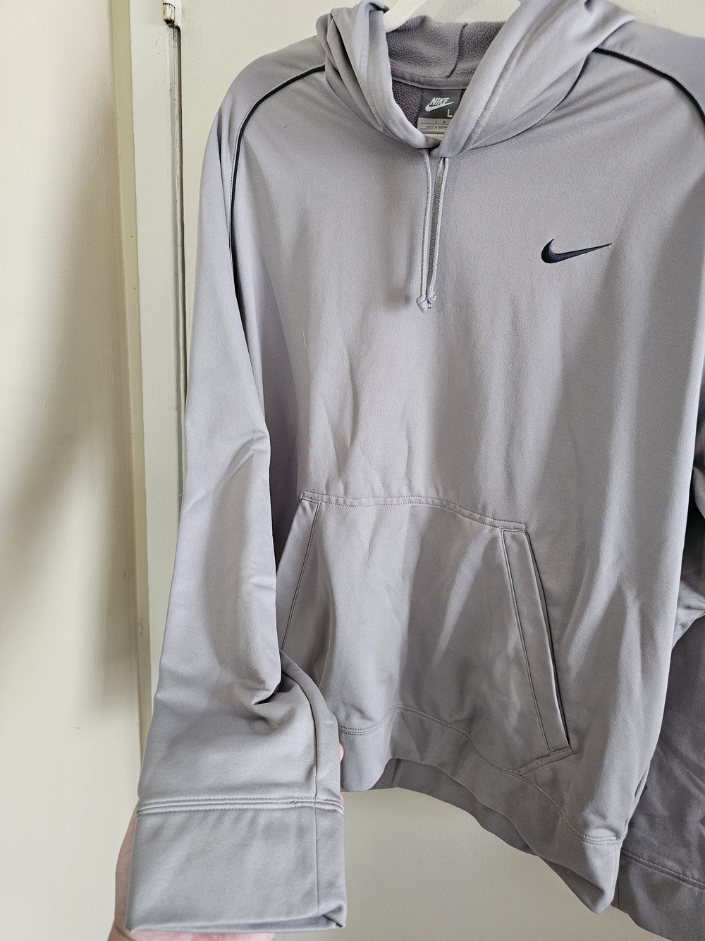 Nike Light Gray Pullover Hoodie with Black Swoosh - Picture 5 of 6